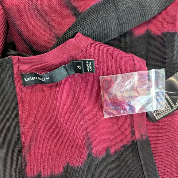 Karen Millen Ribbed Tie Dye Fit and Flare Red Striped Bodycon Mini Dress XS - Picture 5 of 5